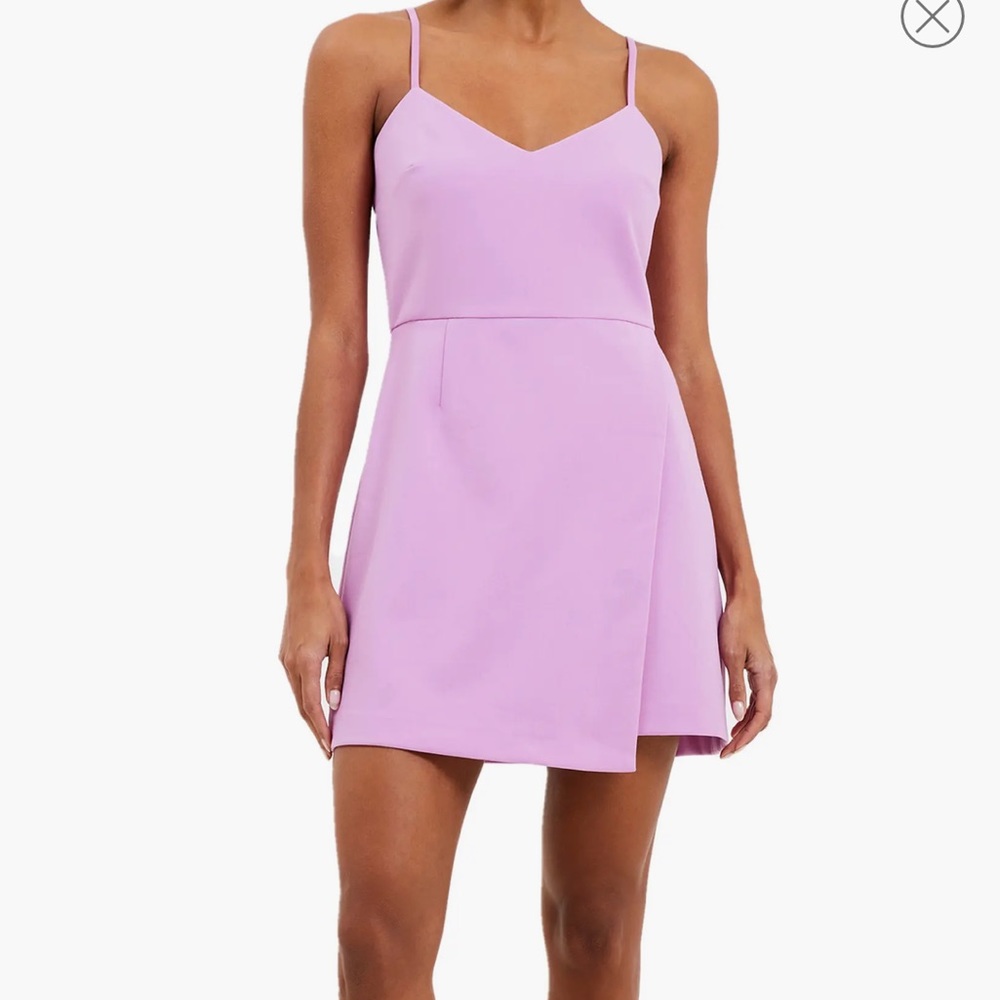 French Connection Whisper V Neck Dress Pink Violet